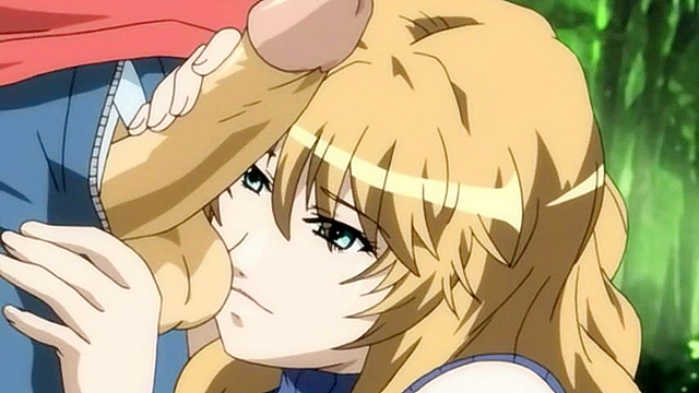 Busty mature anime woman gives a lusty boobjob in the woods