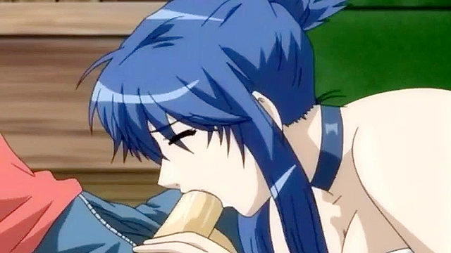 Busty mature anime woman gives a lusty boobjob in the woods