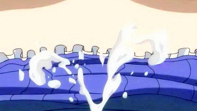 Busty mature anime woman gives a lusty boobjob in the woods