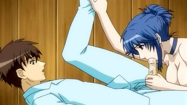 Busty mature anime woman gives a lusty boobjob in the woods