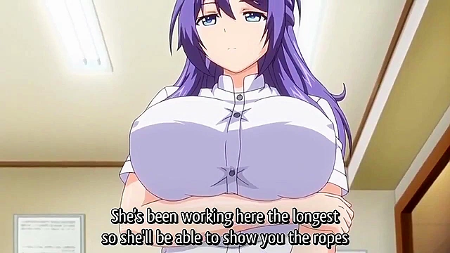 Mankitsu Happening 1 - Employee catches busty hentai teen masturbating at work