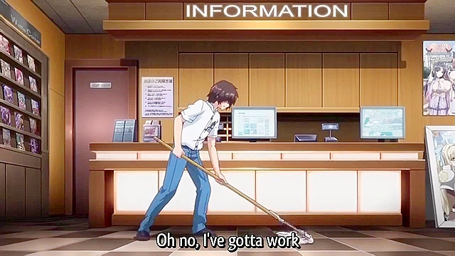 Mankitsu Happening 1 - Employee catches busty hentai teen masturbating at work