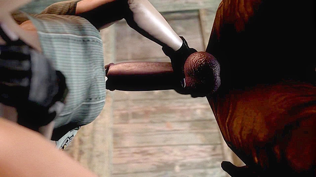 Resident Evil Chick Gets on Knees, Blowjob with Monsta Zombie Dick