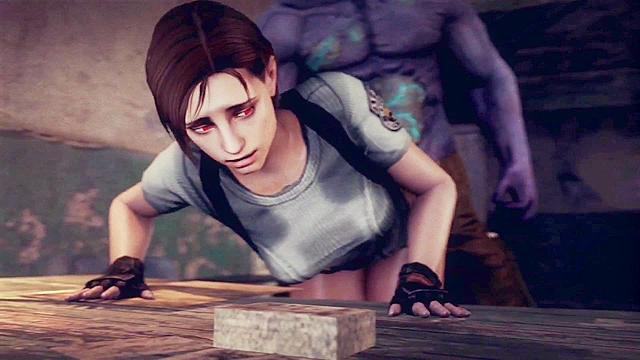 Resident Evil Chick Gets on Knees, Blowjob with Monsta Zombie Dick