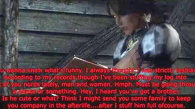 Sexy babe from skyrim gets her tight ass destroyed by monster futa cock