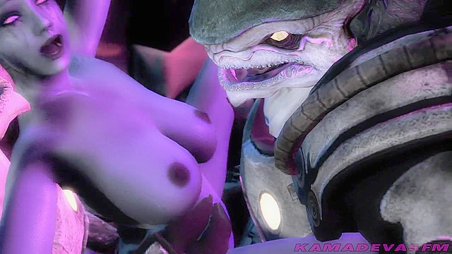 Fallen Heroine - Monster from Mass Effect with a big dick face fucks Liara T'soni