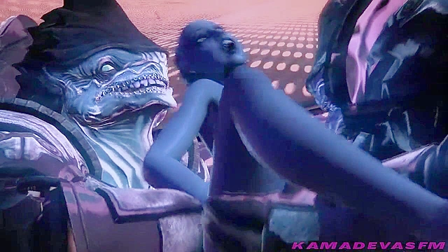 Fallen Heroine - Monster from Mass Effect with a big dick face fucks Liara T'soni