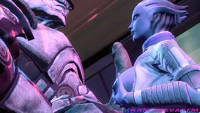 Fallen Heroine - Monster from Mass Effect with a big dick face fucks Liara T'soni