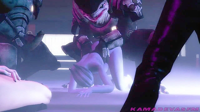 Fallen Heroine - Monster from Mass Effect with a big dick face fucks Liara T'soni