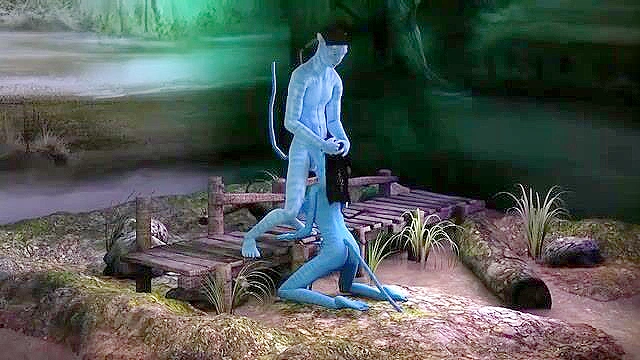 Sexy babe from Avatar gets her mouth fucked and her pussy drilled by big blue cock