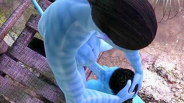 Sexy babe from Avatar gets her mouth fucked and her pussy drilled by big blue cock