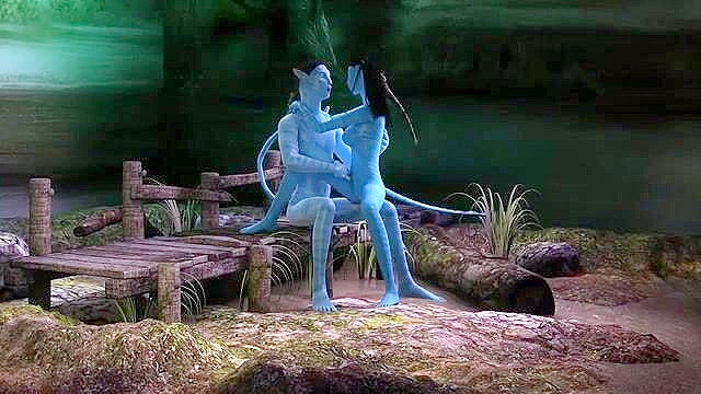 Sexy babe from Avatar gets her mouth fucked and her pussy drilled by big blue cock