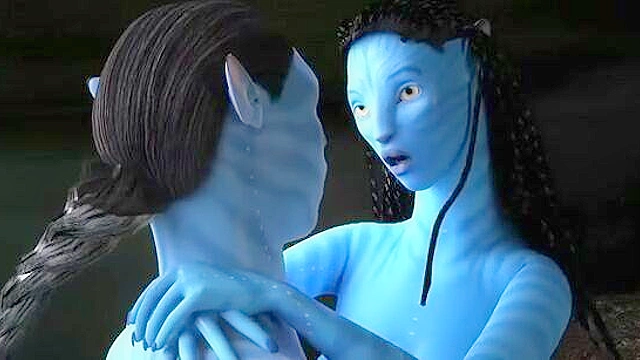 Sexy babe from Avatar gets her mouth fucked and her pussy drilled by big blue cock