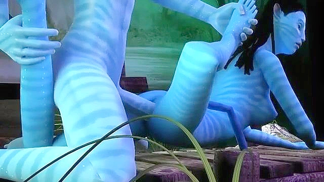 Sexy babe from Avatar gets her mouth fucked and her pussy drilled by big blue cock