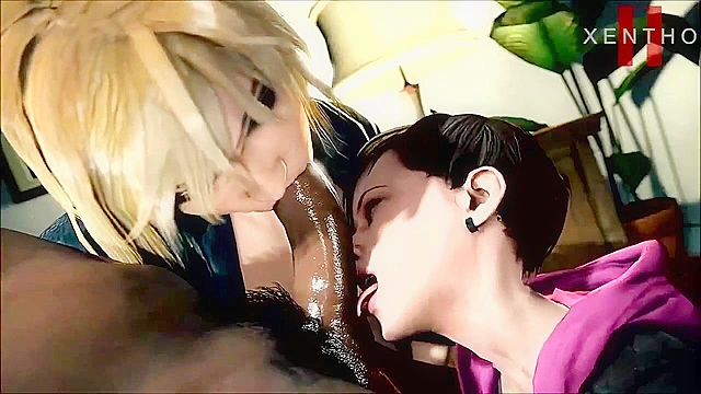 Black cocks fuck busty 3d video game babes in their tight white holes