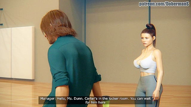 3D comics sexy reporter rides big black cock in basketball locker room