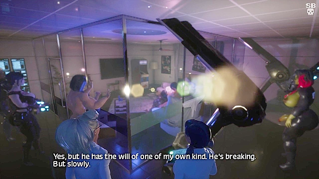 Laersect 20XX - 3D sissy slut gets double penetrated by dirty futanari cops in alley