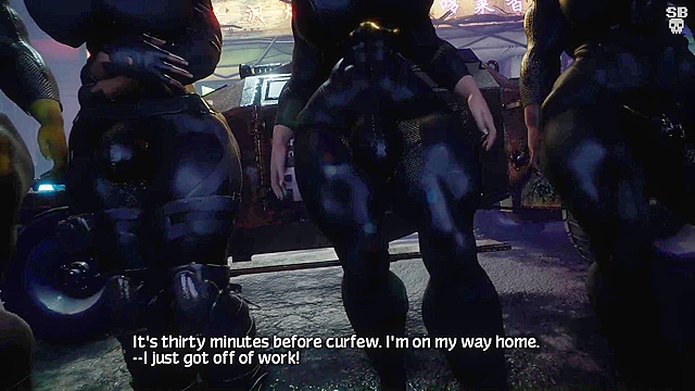 Laersect 20XX - 3D sissy slut gets double penetrated by dirty futanari cops in alley