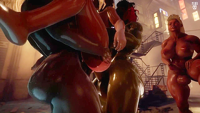 Laersect 20XX - 3D sissy slut gets double penetrated by dirty futanari cops in alley