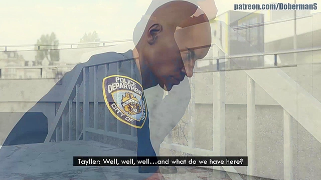 3D Girlfriend Fucks Big Black Cock Officer In Front Of BF