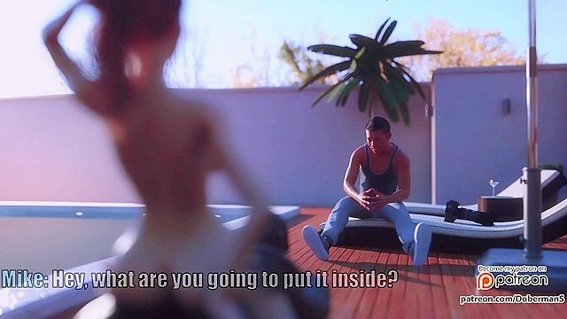 Wife cheating in a photoshoot with an animated hung black man