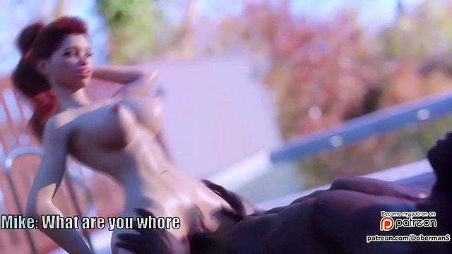 Wife cheating in a photoshoot with an animated hung black man