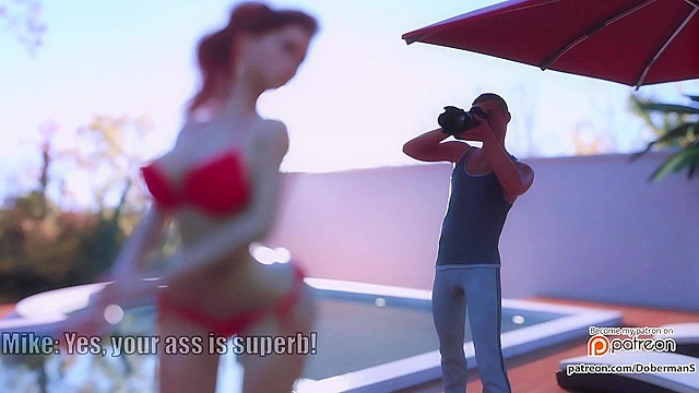 Wife cheating in a photoshoot with an animated hung black man