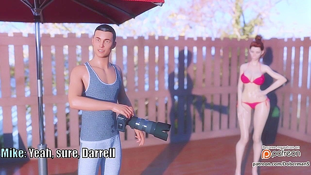 Wife cheating in a photoshoot with an animated hung black man