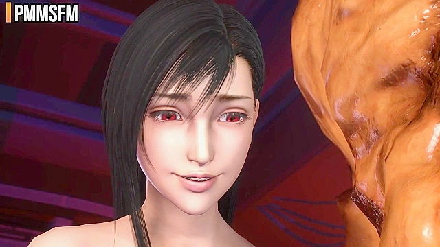 Tifa Lockhart gets her cunt pounded by a big 3d monster cock
