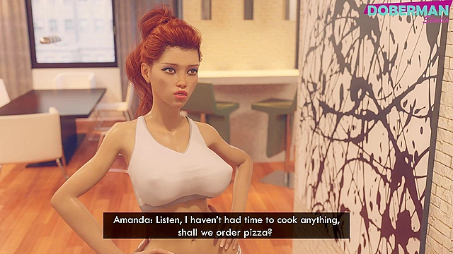 Hot redheaded 3D wife fucked by husband's younger brother while he's not looking