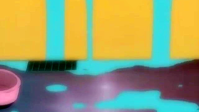 Muscled swimmer gets a handjob from a horny anime teen when she sees his boner