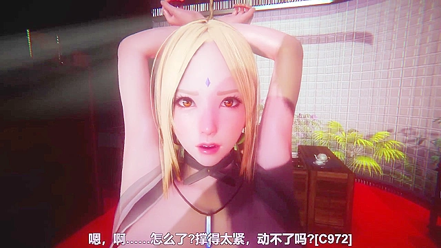 Busty Tsunade gets on her knees and sucks a big cock