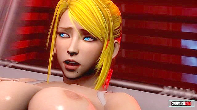 Samus Aran is pounded rough in her pussy by a cyborg's meaty cock