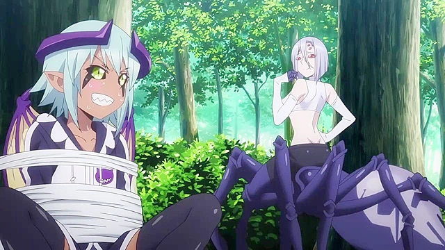 Dude hangs on to a pair of giant boobs while monsters fight