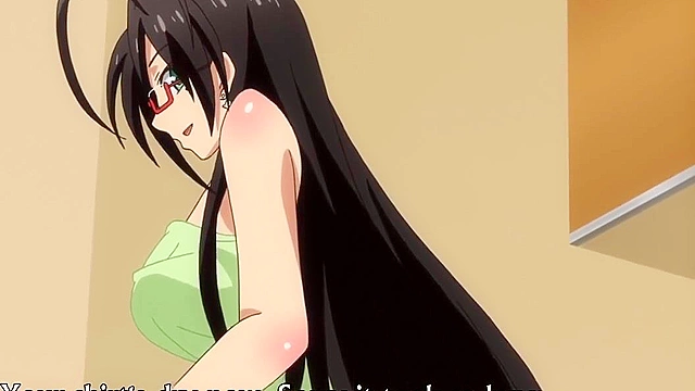 Testament of Sister New Devil OVA - Petite succubus with banana fucks cute hentai schoolgirl on bed