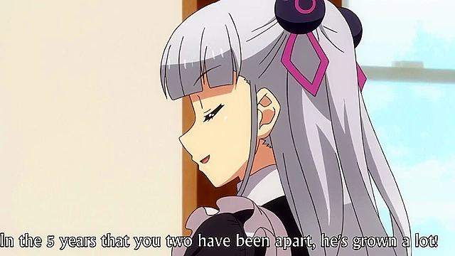 Testament of Sister New Devil OVA - Petite succubus with banana fucks cute hentai schoolgirl on bed