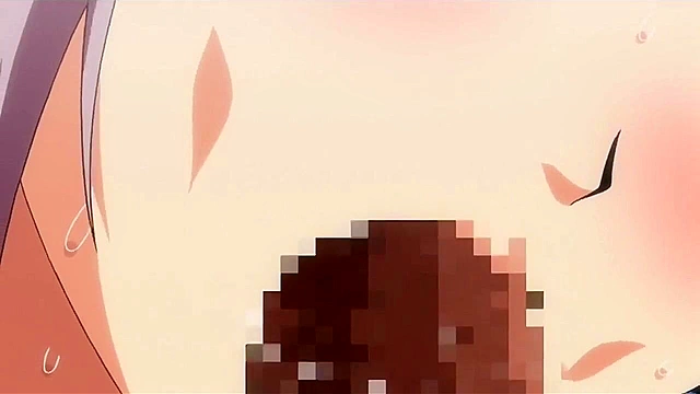 Two anime schoolgirls with huge tits give a double blowjob with facial