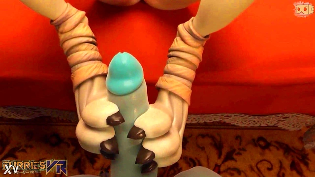 Furry Zhen Gives Amazing Foot Job With Pussy Tease & Big Dick Action