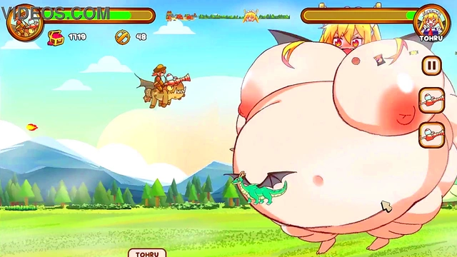 Cute Anime Girl Enjoys Erotic Dragon Weight-Gain Adventure