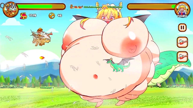 Cute Anime Girl Enjoys Erotic Dragon Weight-Gain Adventure