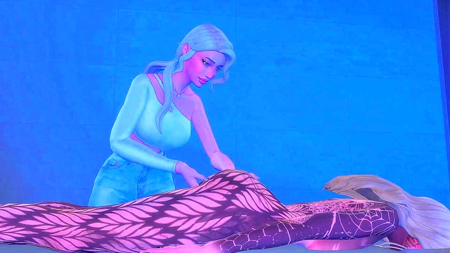 Perverted Futanari Masseuse Seduces Client for Hard Anal Sex & Bukkake Creampie