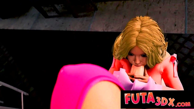 Big-Titted Futanari fucks Blonde in Doggy Style for Deepthroat Orgasm