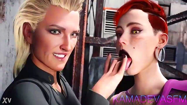 Meredith and Aurora Engage in Steamy Tongue Kissing Anime Action