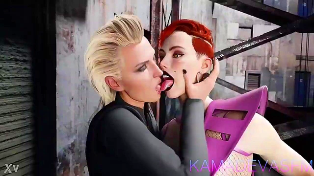 Meredith and Aurora Engage in Steamy Tongue Kissing Anime Action