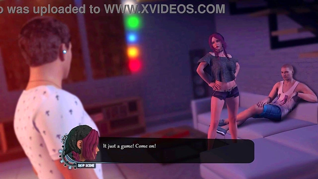 3D Anime Couple Engages in Steamy Spin the Bottle Seduction Session