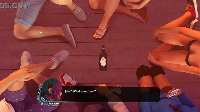 3D Anime Couple Engages in Steamy Spin the Bottle Seduction Session