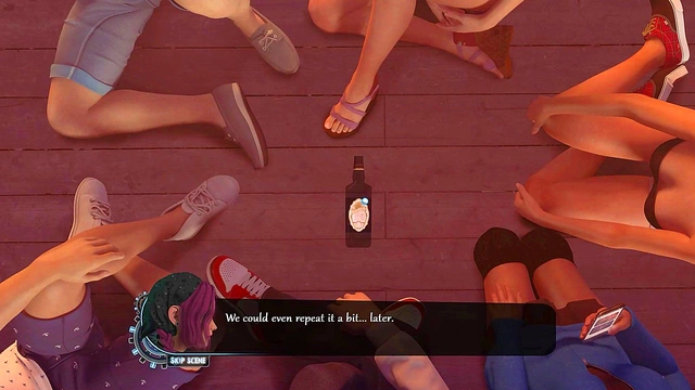 3D Anime Couple Engages in Steamy Spin the Bottle Seduction Session