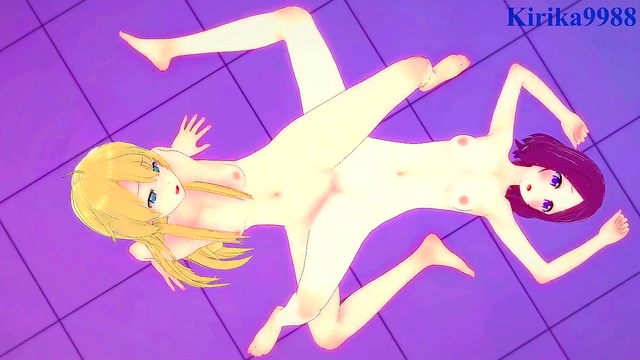 Intense Lesbian Play & Futanari Sex With Rin Toyama & Ko Yagami From New Game! Hentai