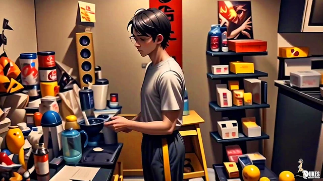 Shy Cosplay Geek Catches Masturbation Fun At Party With Busty 3D Anime Action