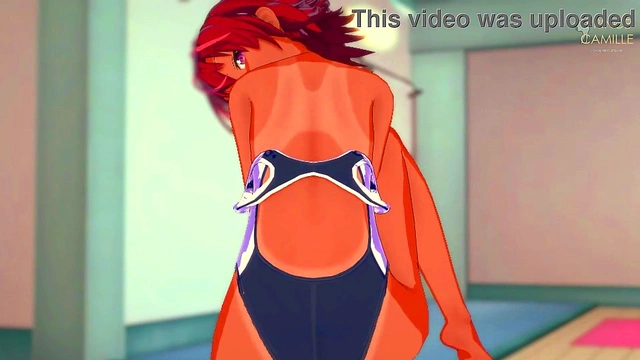 Uruka Takemoto Gets Motivated Before Swimming Competition With Sexy Anime Action